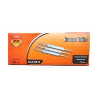 Grampo Trilho Pl�stico Branco c/ 50 jgs